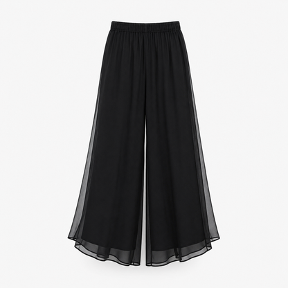 SHEIN Women’s Black Sheer Wide Leg Pants – Flowy Chiffon Palazzo Pants