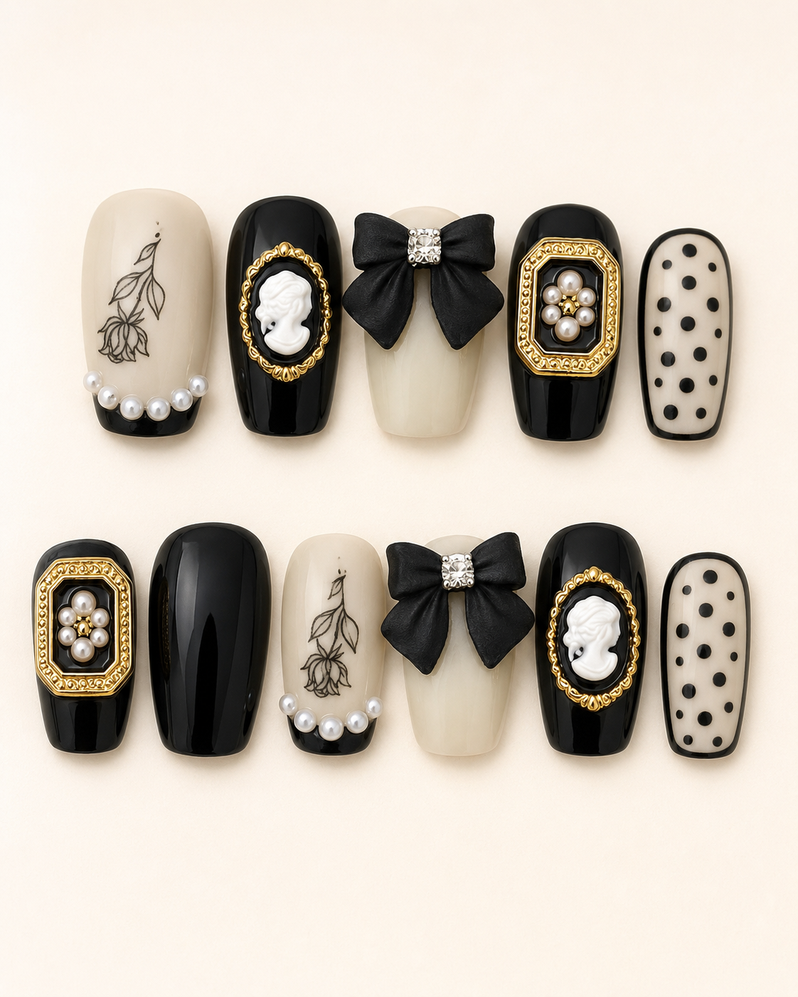 Luxury 3D Floral Press-On Nails Set