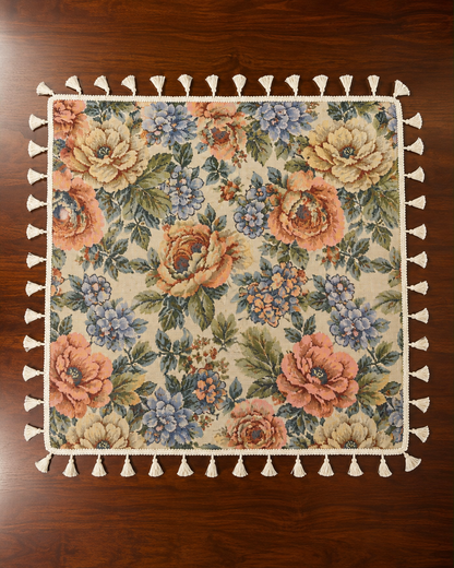 Vintage Floral Tassel Table Cover 60 x 60 cm