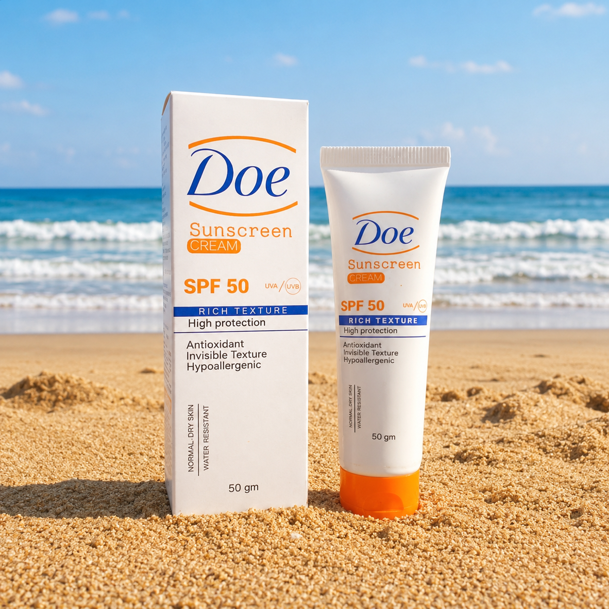 Doe Sunscreen Cream SPF 50 – Rich Texture 50gm