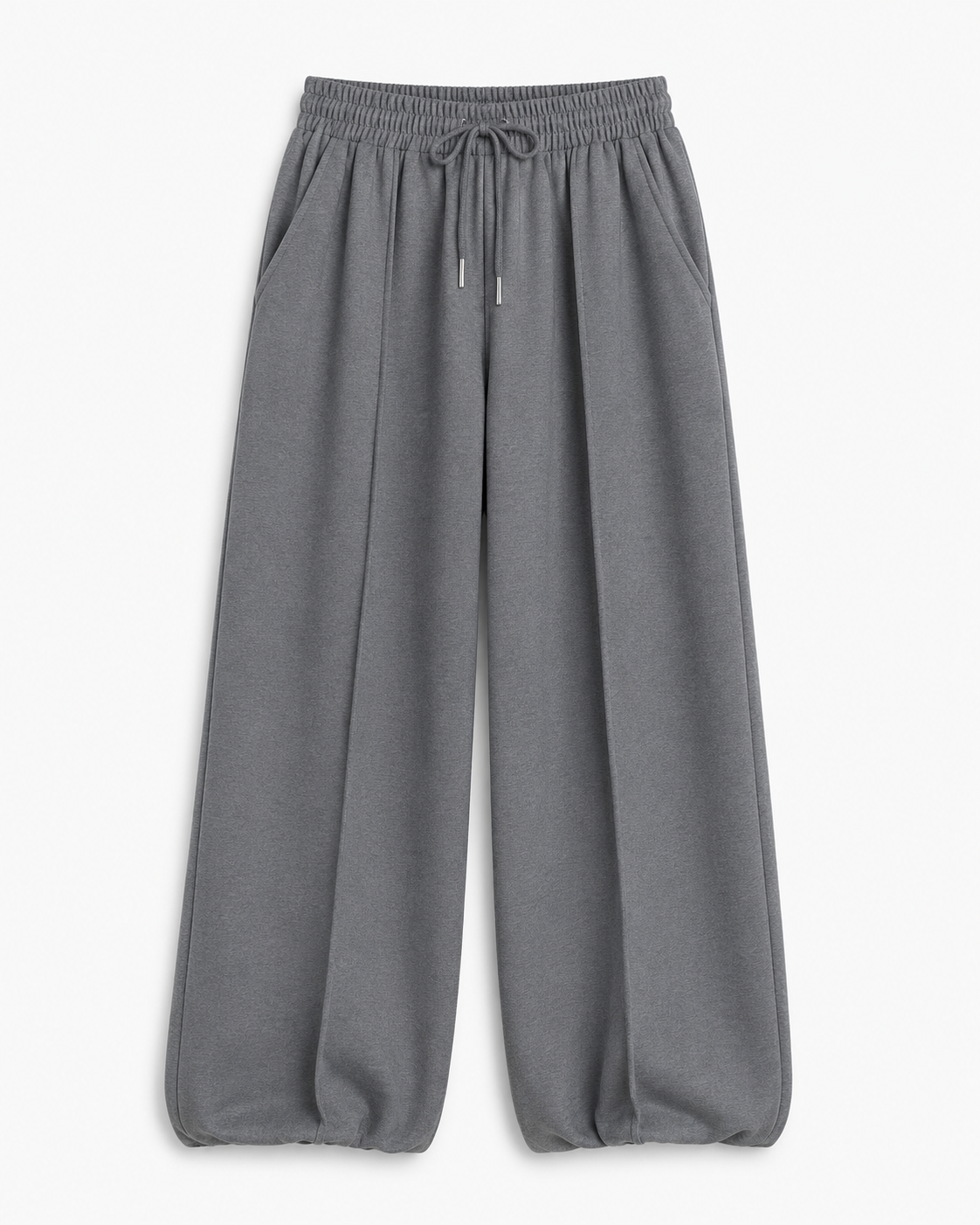 Women’s Wide Leg Drawstring Pants – Gray Casual Loose Fit Trousers