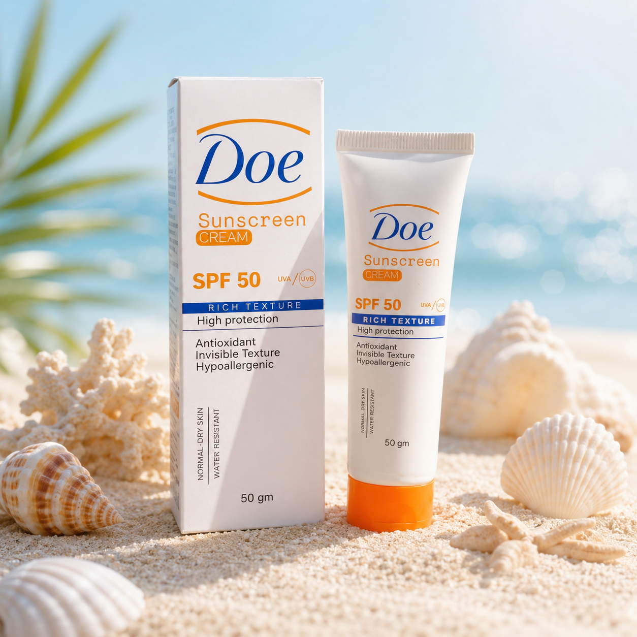 Doe Sunscreen Cream SPF 50 – Rich Texture 50gm