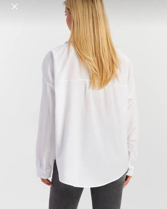 Women’s White Rhinestone Pocket Shirt – Trendyol Oversized Button Up Blouse