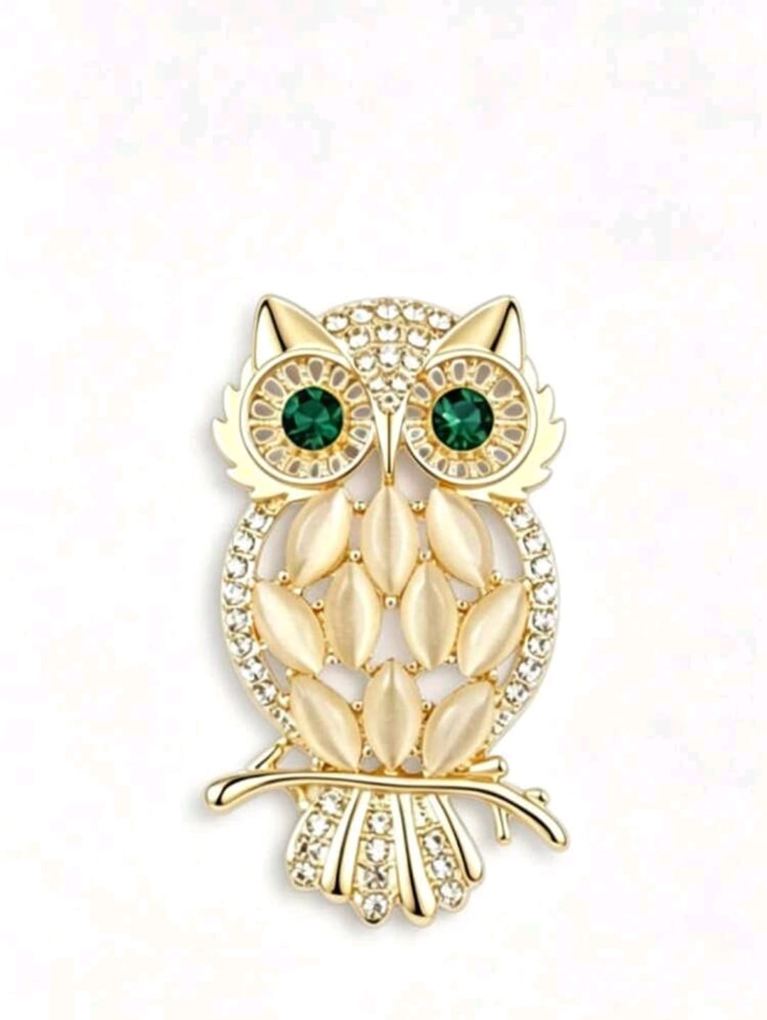 SHEIN Gold Owl Crystal Brooch Pin
