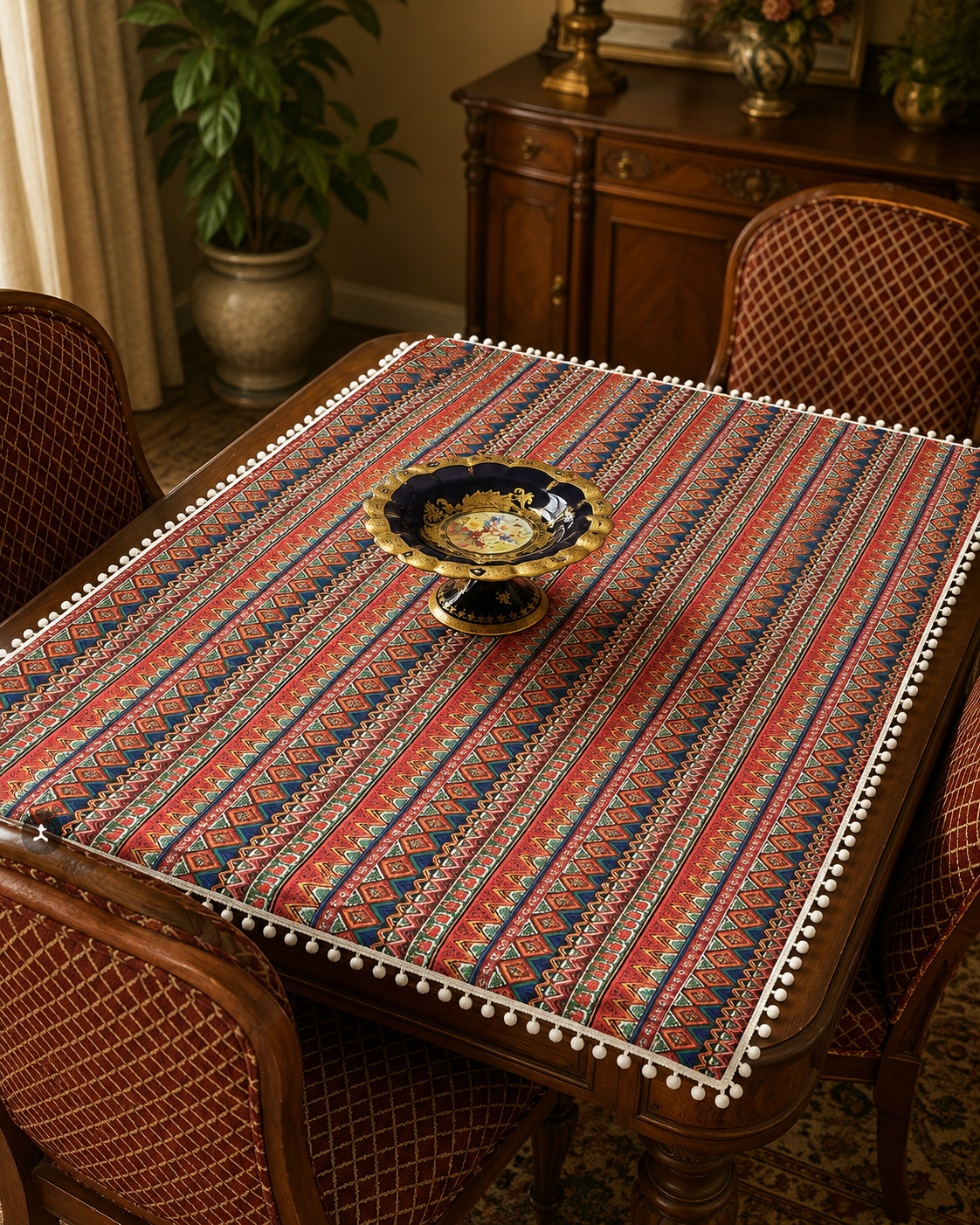 Bohemian Geometric Tassel Table Cover 140 x 140 cm
