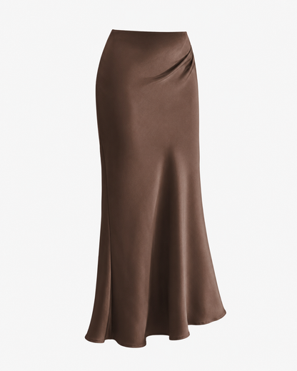 SHEIN Women’s Satin Maxi Skirt – Brown and Emerald Green