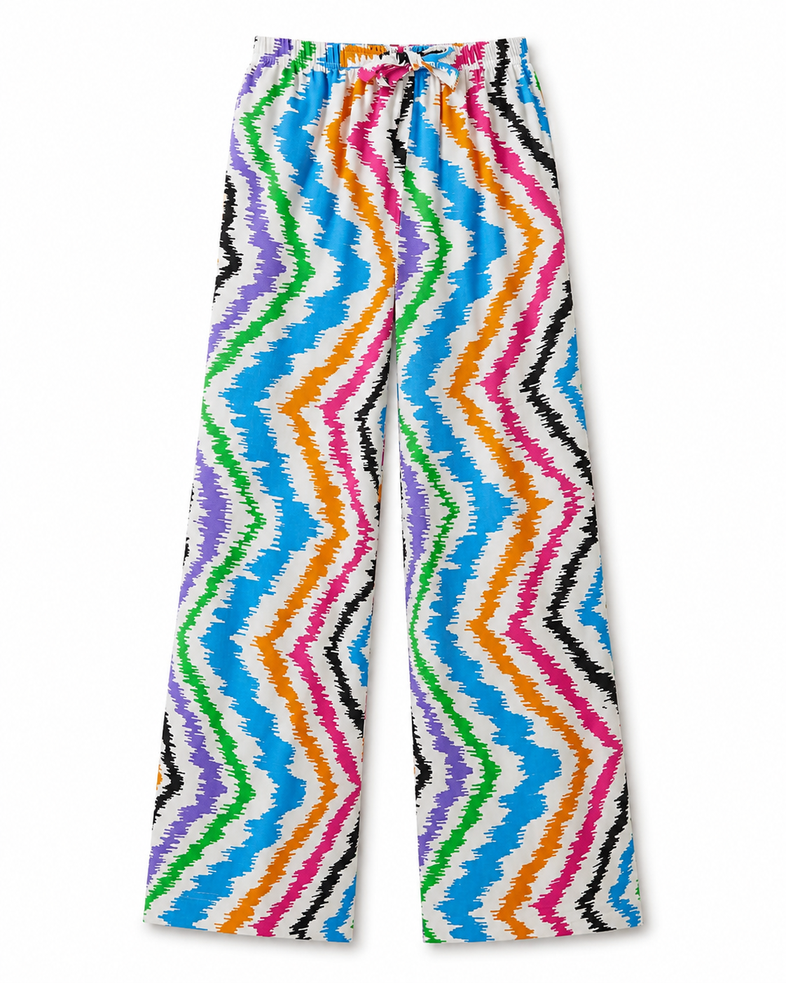 Women’s Trendyol Multicolor Zigzag Wide Leg Pants – Viscose Summer Palazzo Pants