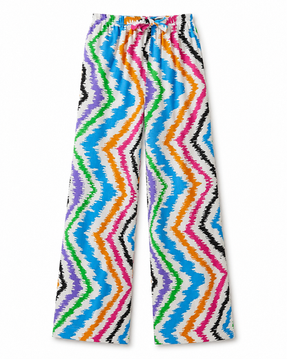 Women’s Trendyol Multicolor Zigzag Wide Leg Pants – Viscose Summer Palazzo Pants