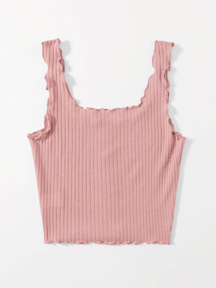 Women’s Dusty Pink Ribbed Button Front Cami Top – Ruffle Strap Casual Summer Tank Top