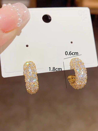 Women Luxury Crystal Hoop Earrings – Gold Sparkling Huggie Earrings