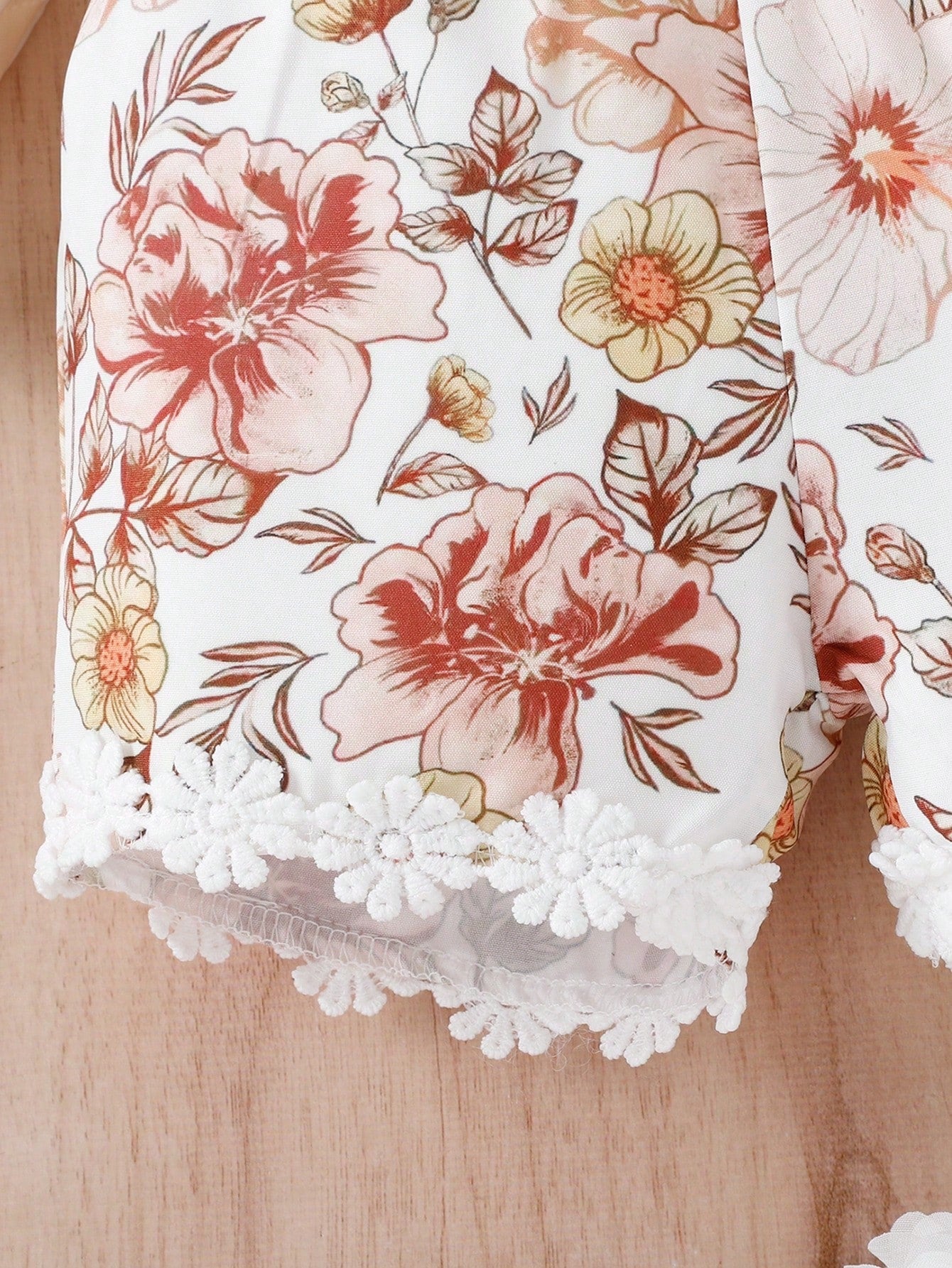Girls White Floral Ribbed Top & Floral Shorts Set
