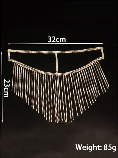 Women Rhinestone Face Chain Veil – Luxury Crystal Fringe Head Jewelry