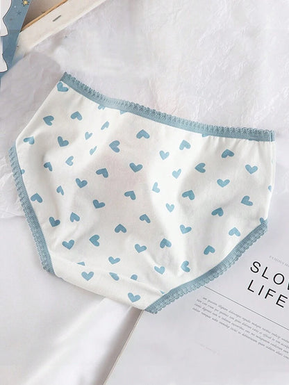 5-Pack Cotton Blend Printed Brief Panties for Women – Soft Everyday Underwear – Cute Blue Mix – Shein Style Panty Set