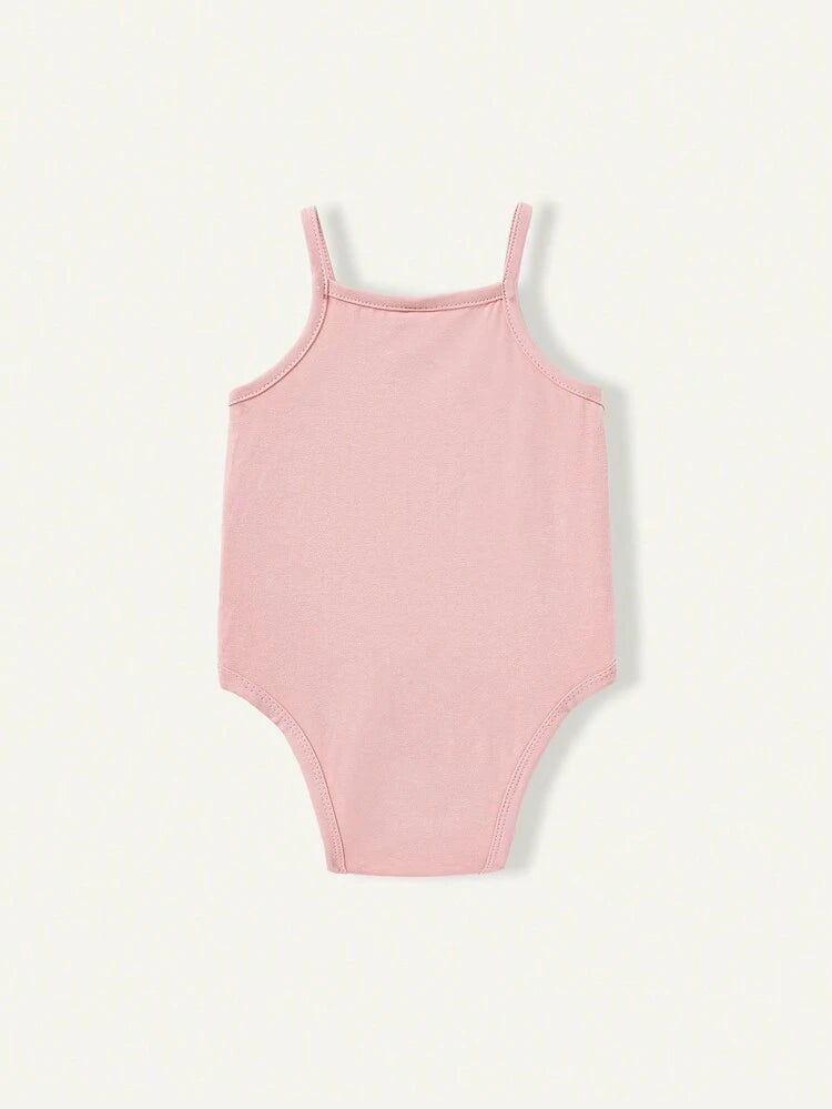 3-Pack Baby Girl Cami Bodysuit Set – Soft Cotton Sleeveless Strap Bodysuits
