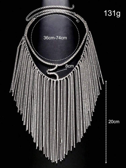 Women Rhinestone Face Chain Veil – Crystal Fringe Head Jewelry