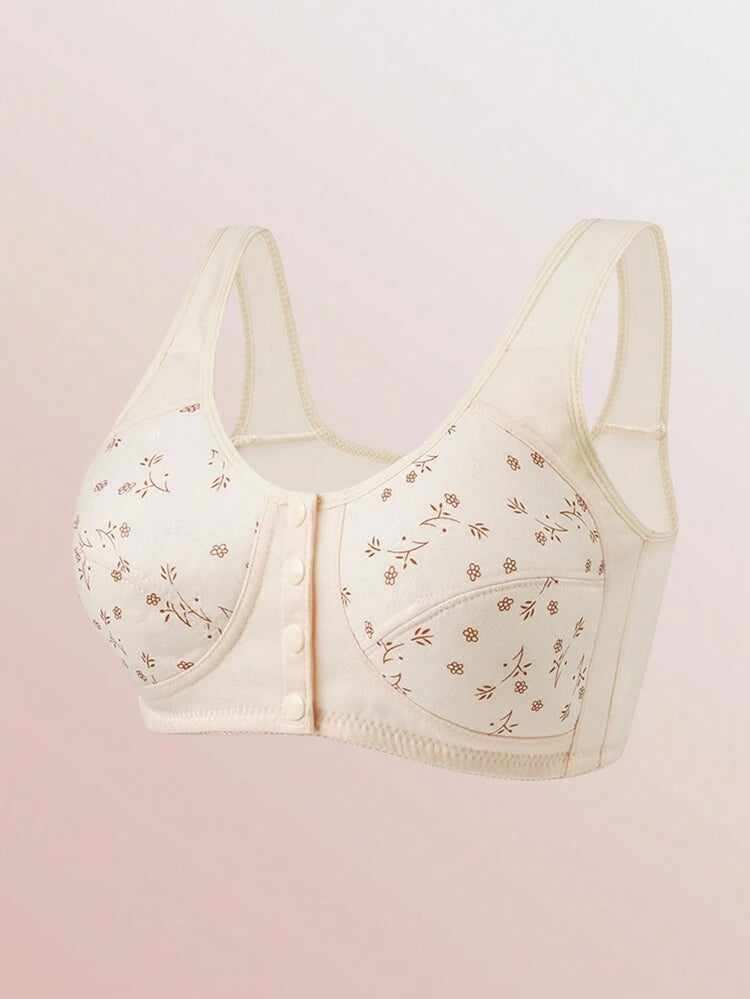 3-Pack Front Closure Cotton Comfort Bras for Women – Wireless Full Coverage Bra Set – Floral Print Shein Style Everyday Lingerie