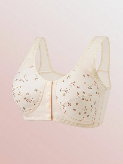 3-Pack Front Closure Cotton Comfort Bras for Women – Wireless Full Coverage Bra Set – Floral Print Shein Style Everyday Lingerie