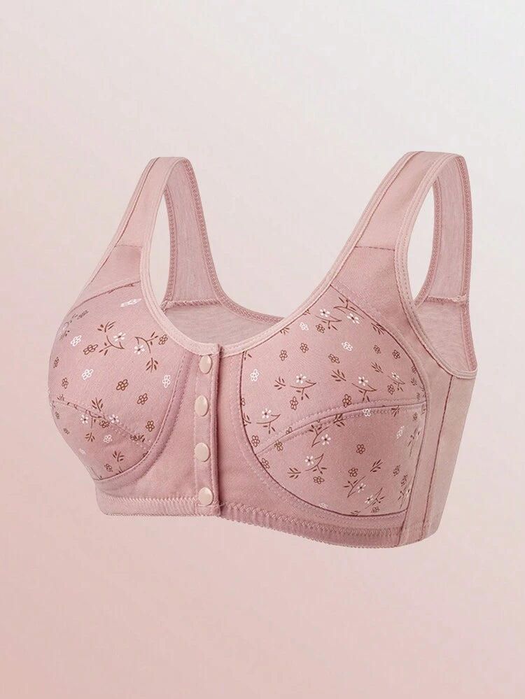 3-Pack Front Closure Cotton Comfort Bras for Women – Wireless Full Coverage Bra Set – Floral Print Shein Style Everyday Lingerie