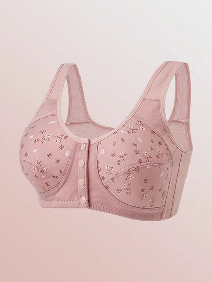 3-Pack Front Closure Cotton Comfort Bras for Women – Wireless Full Coverage Bra Set – Floral Print Shein Style Everyday Lingerie