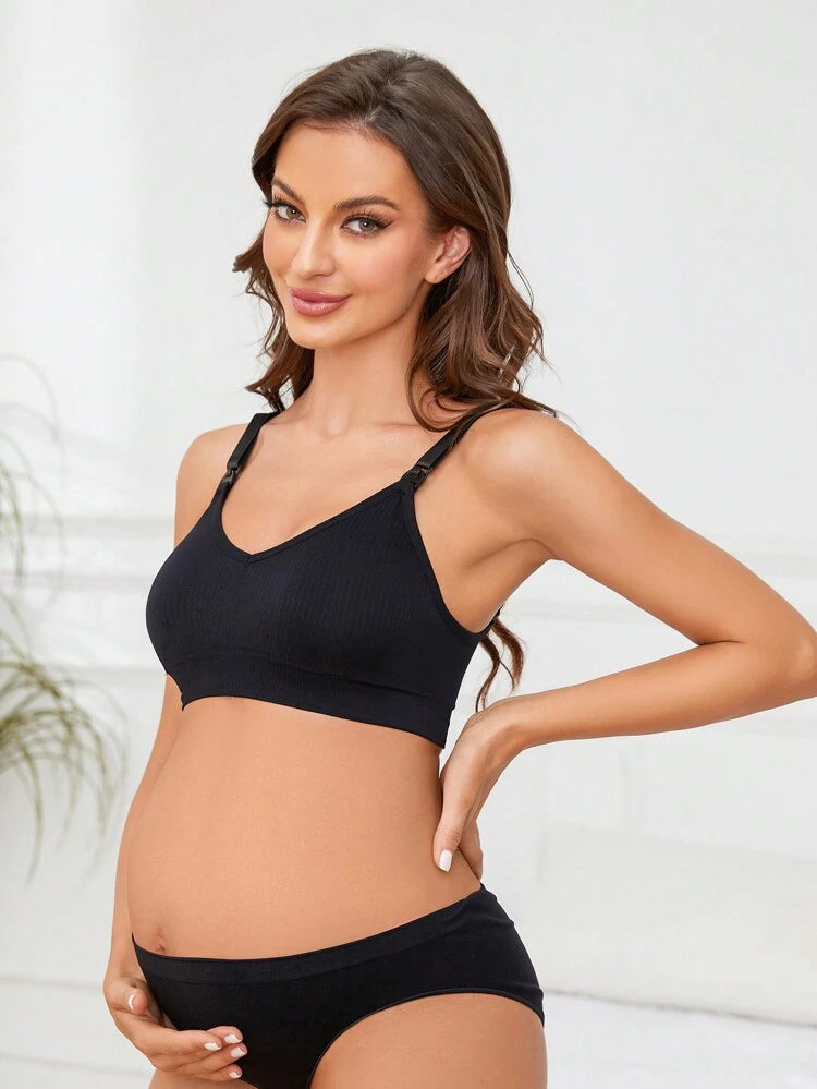 3-Pack Ribbed Nursing Bras for Women – Wireless Maternity Breastfeeding Bra Set – Soft Seamless Shein Style Lingerie