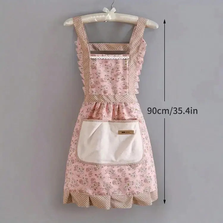 Women Floral Kitchen Apron with Pocket â€“ Vintage Style | Shein Instant Delicado