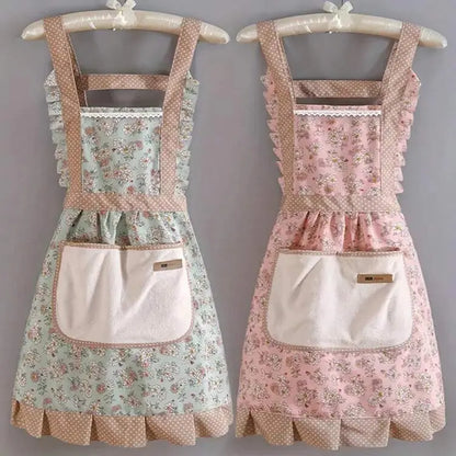 Women Floral Kitchen Apron with Pocket â€“ Vintage Style | Shein Instant Delicado