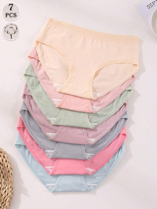 7-Pack Cotton Comfort Brief Panties for Women – Soft Everyday Underwear Set – Pastel Shein Style Panty Pack