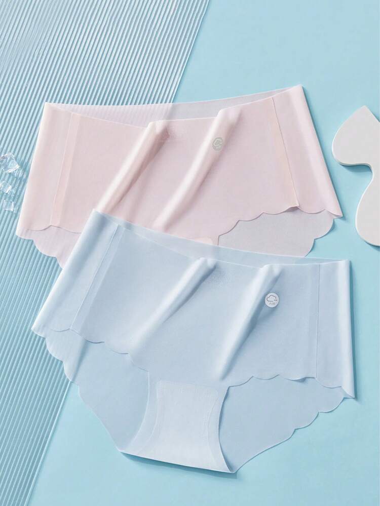 4-Piece Seamless Scallop Edge Women’s Panty Set – Soft Stretch Low Waist Breathable Everyday Underwear