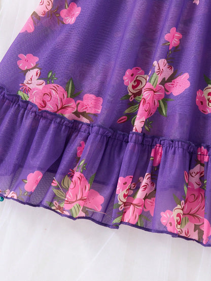 SHEIN Purple Floral Mesh Cami Nightdress Set - SHEIN Fast Delivery in 5 Days