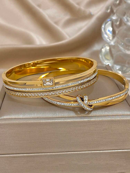 Women Luxury Gold Bracelet Set – Crystal Stainless Steel Fashion Bangles