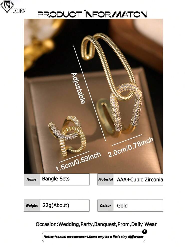 Women Luxury Jewelry Set – Gold Crystal Necklace & Adjustable Ring