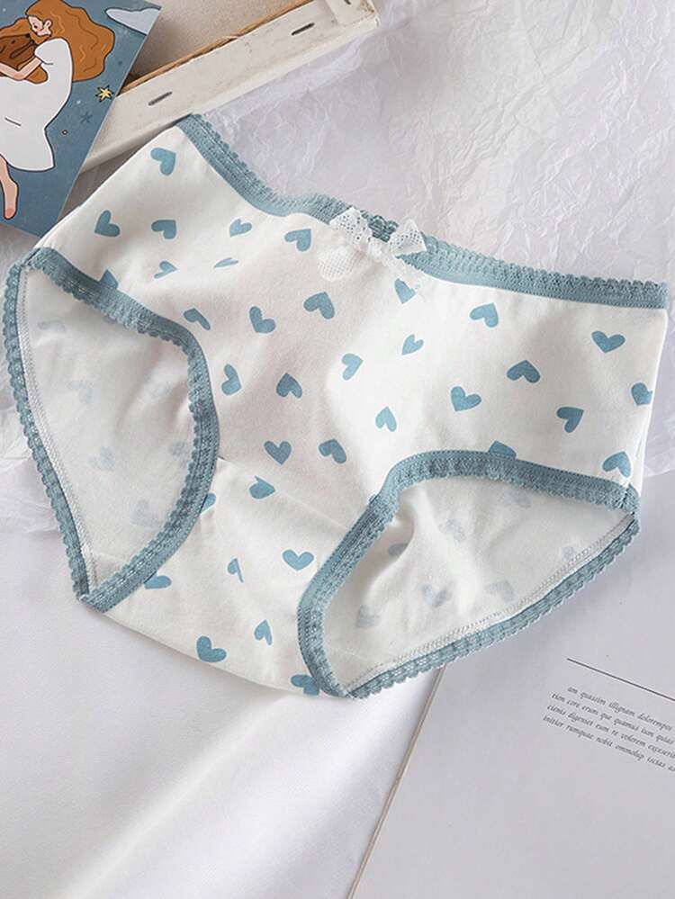 5-Pack Cotton Blend Printed Brief Panties for Women – Soft Everyday Underwear – Cute Blue Mix – Shein Style Panty Set
