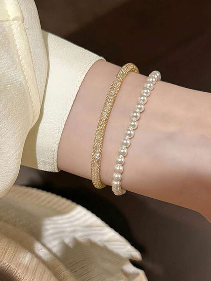 Women Luxury Gold Crystal Bracelet – Elegant Sparkling Tennis Bracelet