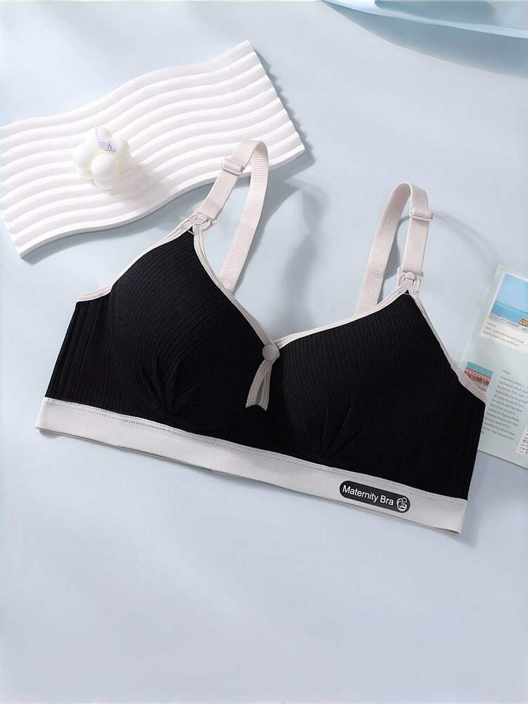 Women’s Ribbed Nursing Bra 2 Piece Set – Wireless Maternity Feeding Bra – Soft Stretch Front Clip Breastfeeding Bra Pack