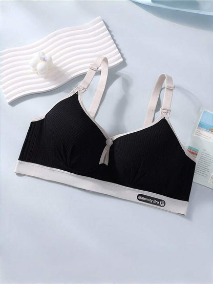 Women’s Ribbed Nursing Bra 2 Piece Set – Wireless Maternity Feeding Bra – Soft Stretch Front Clip Breastfeeding Bra Pack