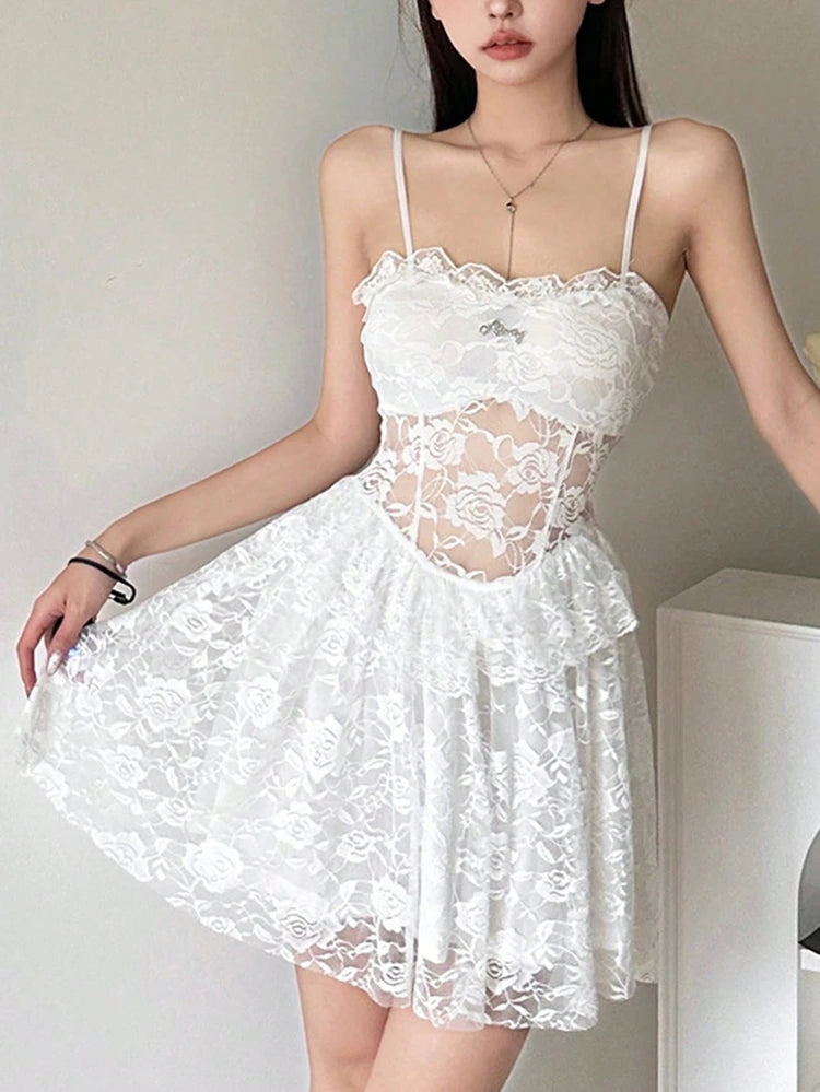 White Lace Babydoll Nightdress – Women Elegant Sleepwear