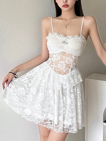White Lace Babydoll Nightdress – Women Elegant Sleepwear
