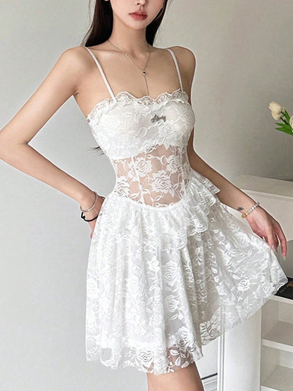 White Lace Babydoll Nightdress – Women Elegant Sleepwear
