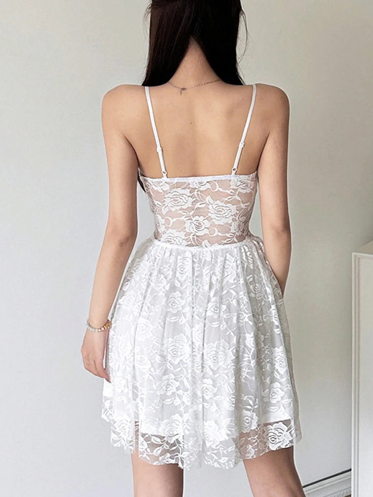 White Lace Babydoll Nightdress – Women Elegant Sleepwear