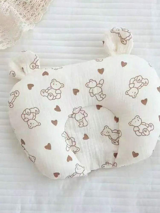 Baby Bear Shape Head Support Pillow – Soft Cotton Newborn Sleeping Cushion