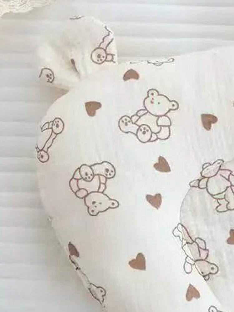 Baby Bear Shape Head Support Pillow – Soft Cotton Newborn Sleeping Cushion