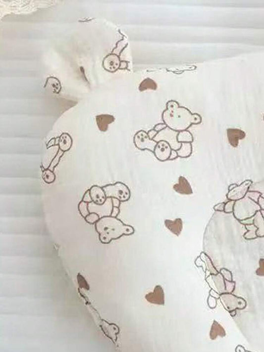 Baby Bear Shape Head Support Pillow – Soft Cotton Newborn Sleeping Cushion