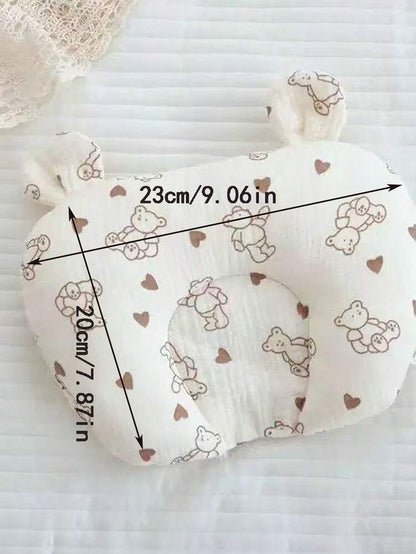 Baby Bear Shape Head Support Pillow – Soft Cotton Newborn Sleeping Cushion