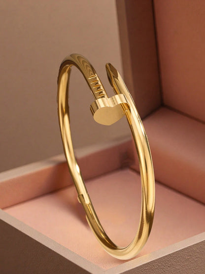 4 Piece Gold Tone Bangle Bracelet Set – Textured and Crystal Accent Stackable Bracelets – Elegant Women Jewelry