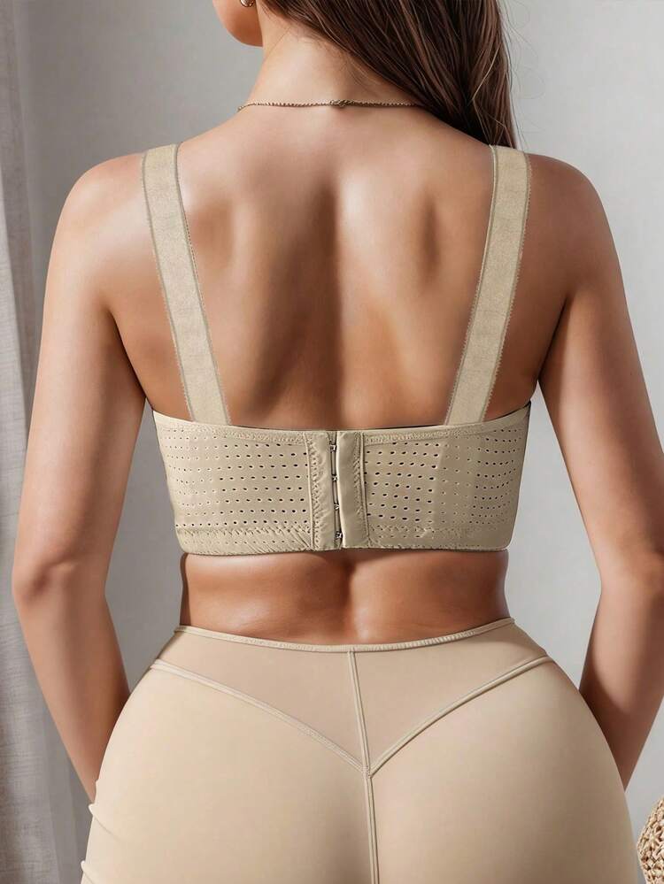 Beige Full Coverage Lace Support Bra for Women – Wireless Comfort Bra – Wide Straps – Shein Style Everyday Lingerie