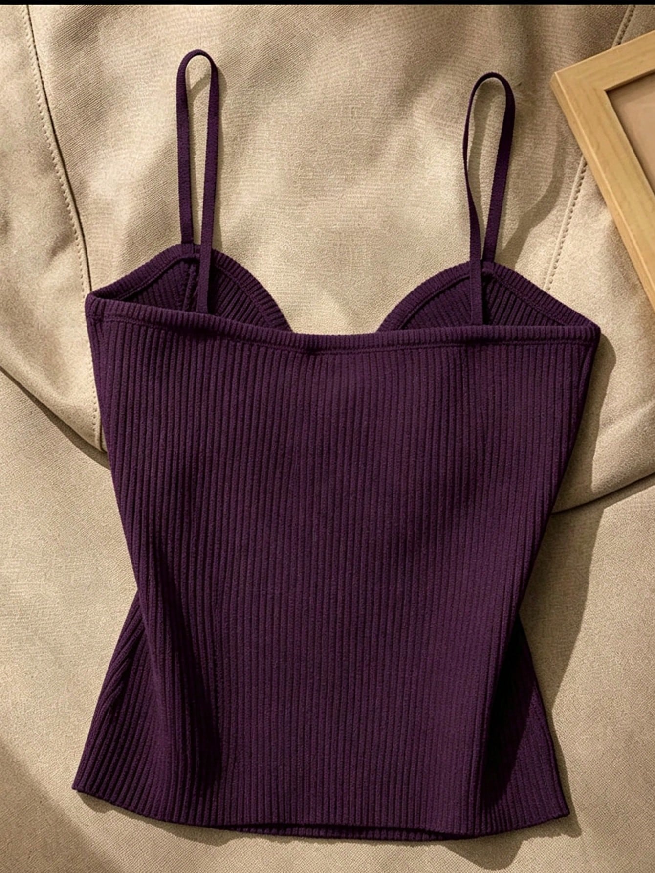 Women’s Purple Ribbed Knit Gold Button Cami Top