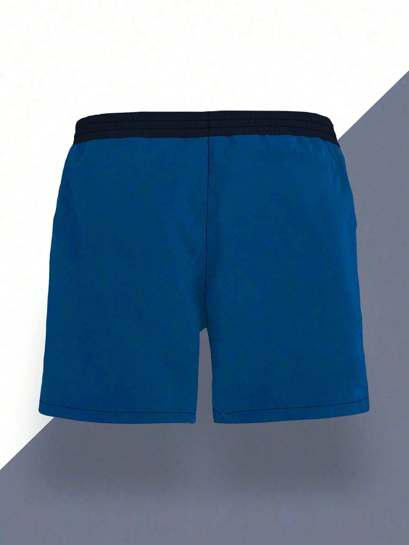 Men’s Color Block Swim Shorts with Mesh Lining – Quick Dry Beach Swim Trunks – Blue & Navy