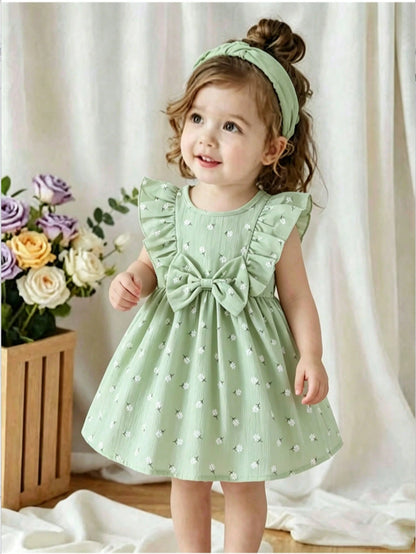 Baby Girls Mint Green Floral Bow Dress
