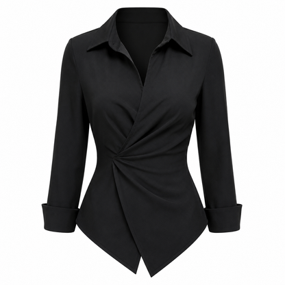 Black Asymmetrical Wrap Collar Blouse – SHEIN Fast Delivery in 5 Days