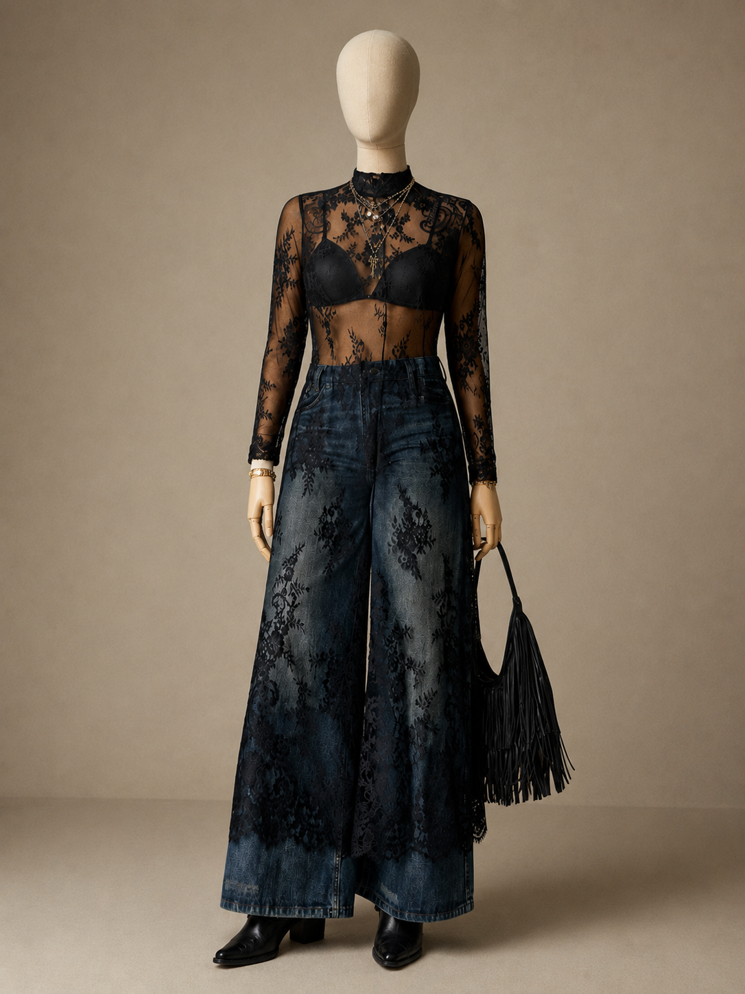 Black Sheer Lace Long Sleeve Maxi Cover-Up – SHEIN Fast Delivery in 5 Days